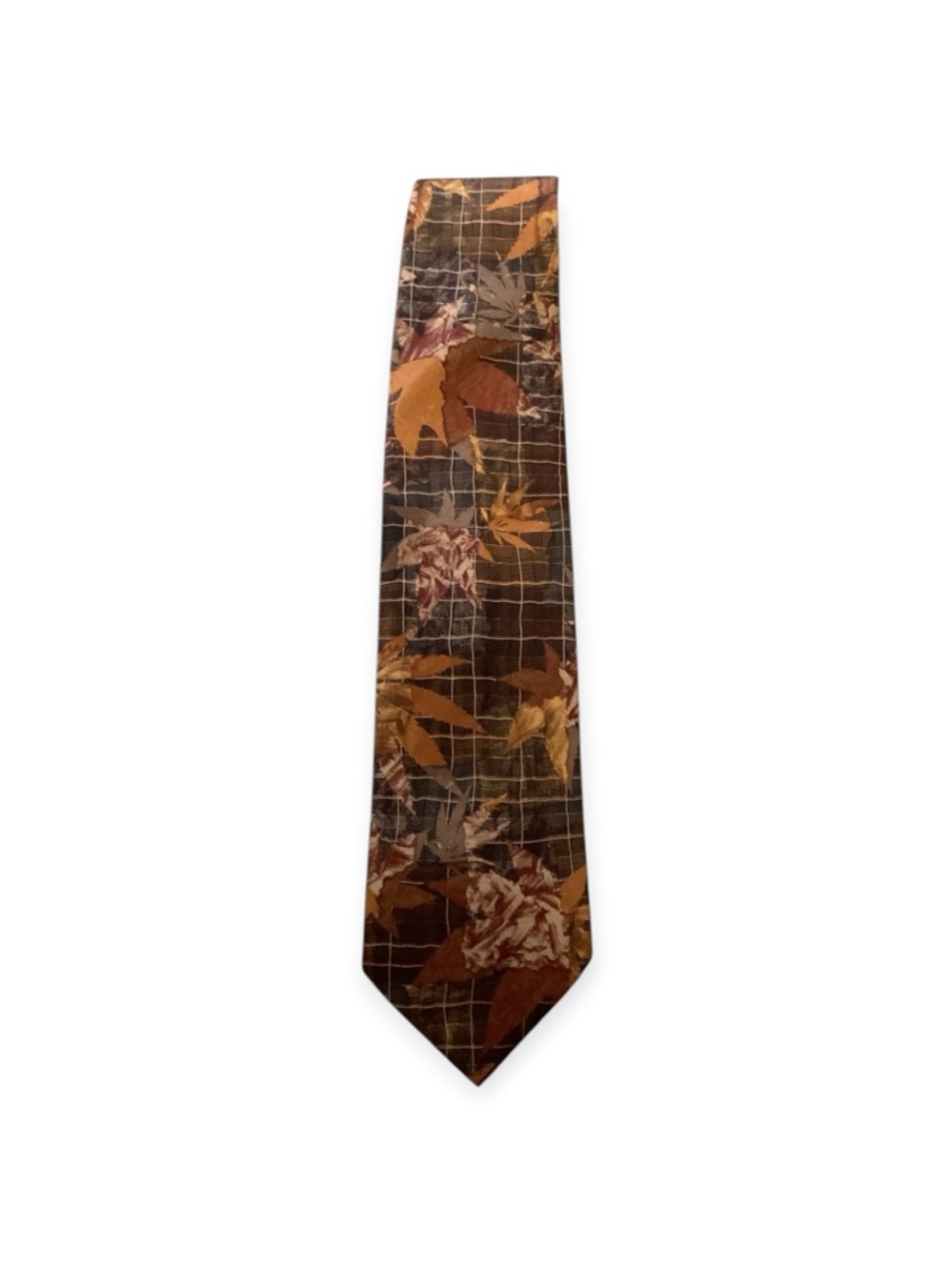 Men’s Ermenegildo Zegna 100% silk leaf pattern and grid‎ design, one size